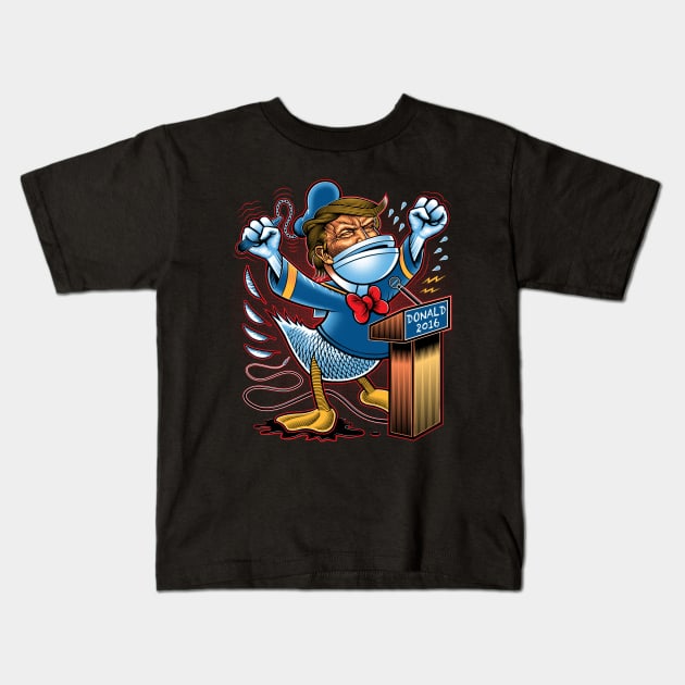 Donald Duck-face Kids T-Shirt by curtis_illustration